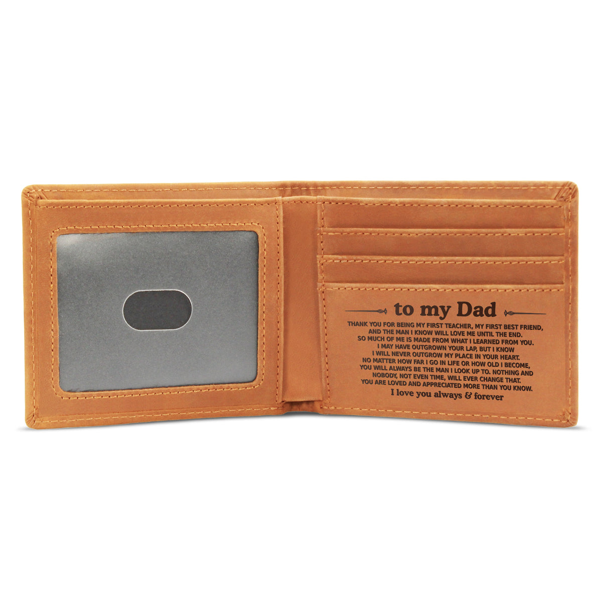 To My Dad — Always & Forever Engraved Leather Wallet