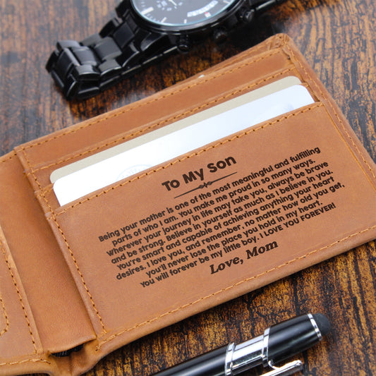 To My Son — Forever My Little Boy Engraved Wallet from Mom