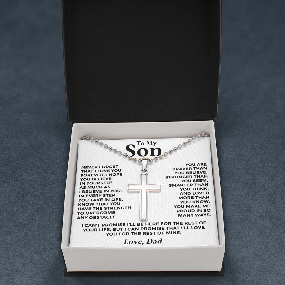 To My Son — Strength for Every Step Cross Necklace from Dad