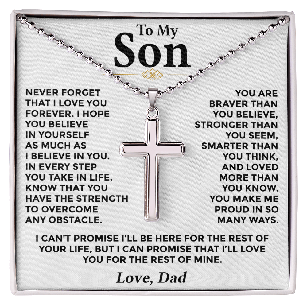 To My Son — Strength for Every Step Cross Necklace from Dad