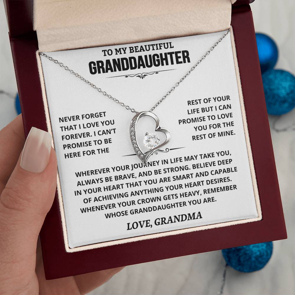 To My Granddaughter — Be Brave, Be Strong Forever Love Necklace from Grandma
