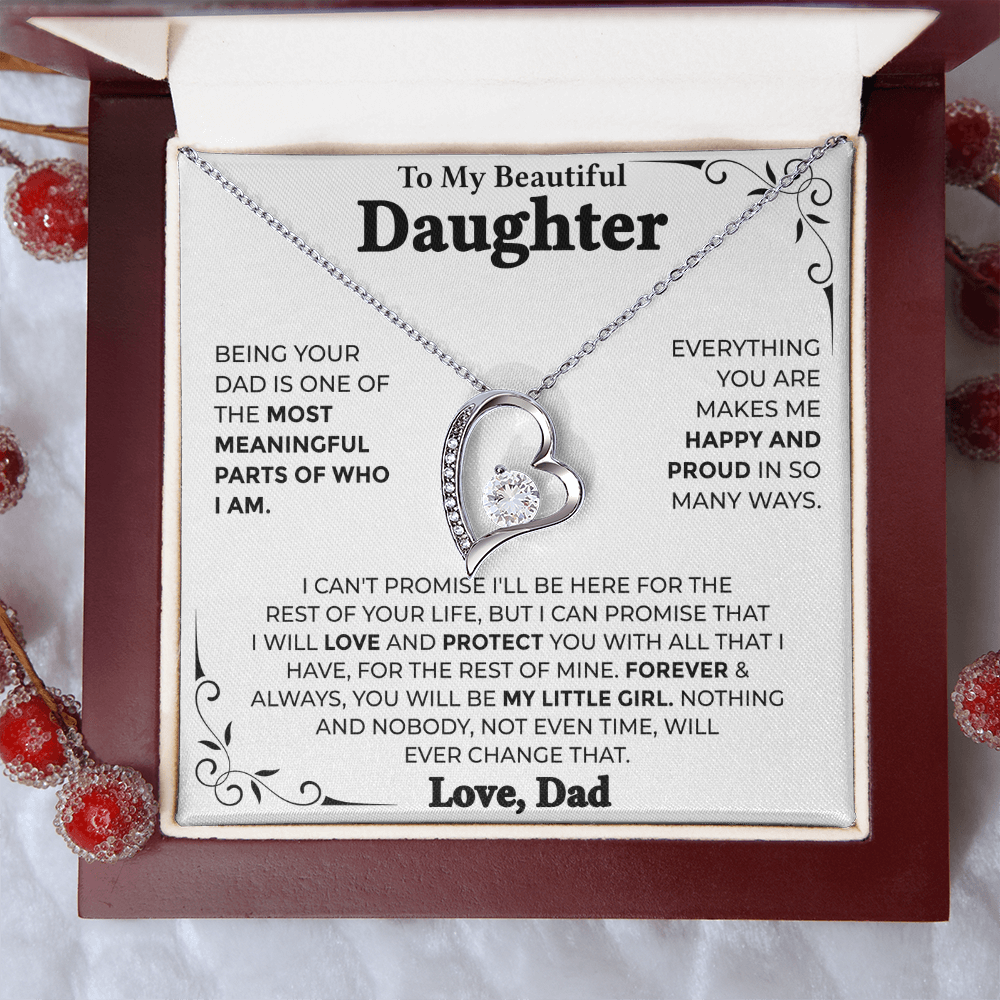 To My Beautiful Daughter – Forever My Little Girl, Forever Love Necklace from Dad