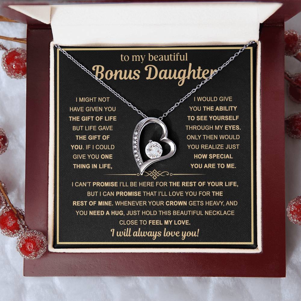 To My Bonus Daughter — Always Loved Forever Love Necklace