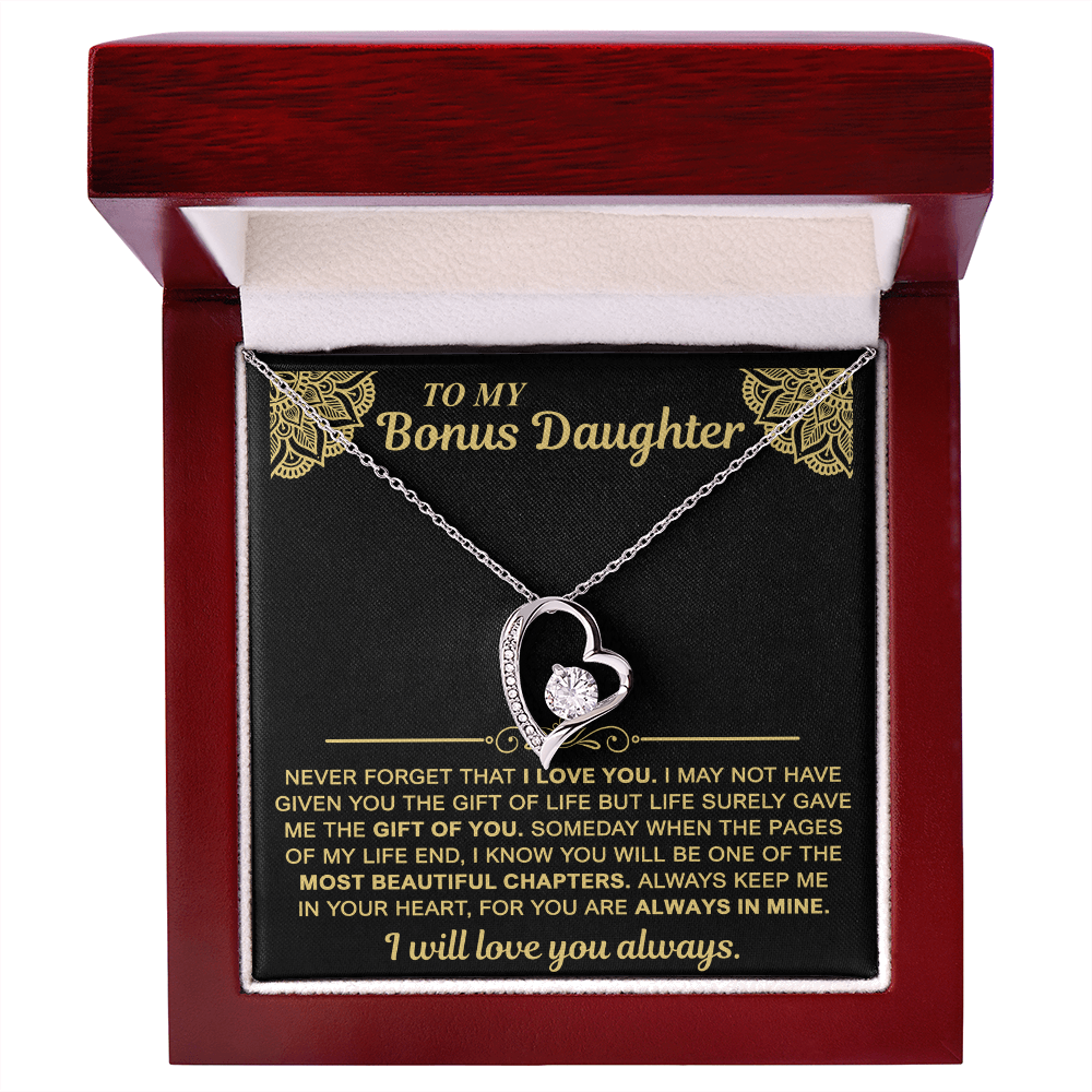 To My Bonus Daughter — Always in My Heart Forever Love Necklace