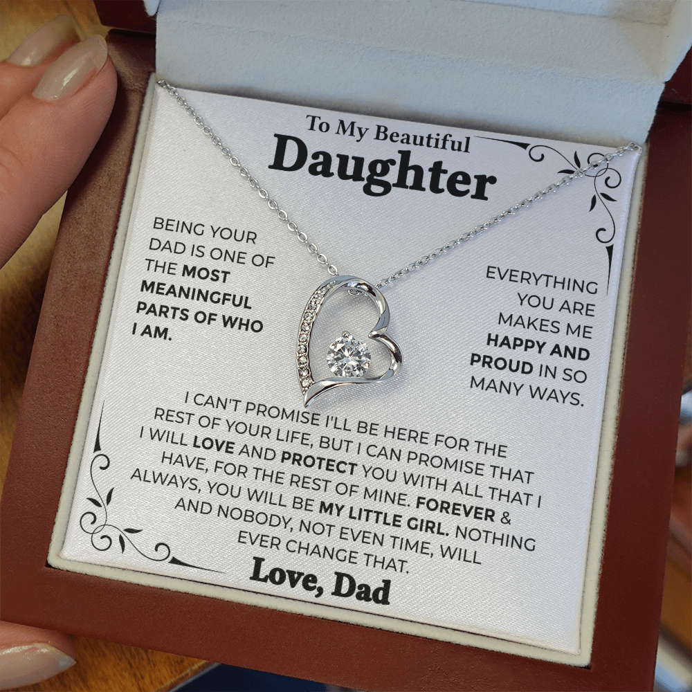 To My Beautiful Daughter – Forever My Little Girl, Forever Love Necklace from Dad