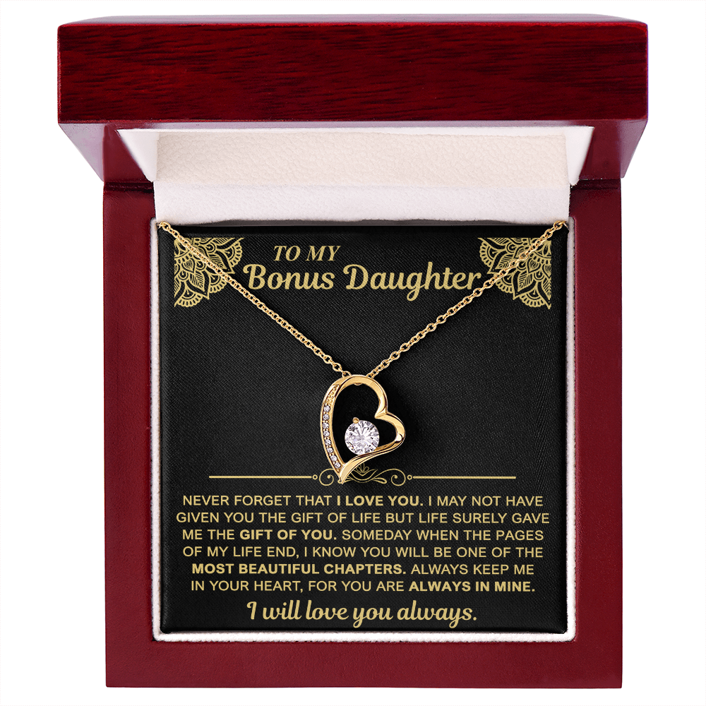 To My Bonus Daughter — Always in My Heart Forever Love Necklace