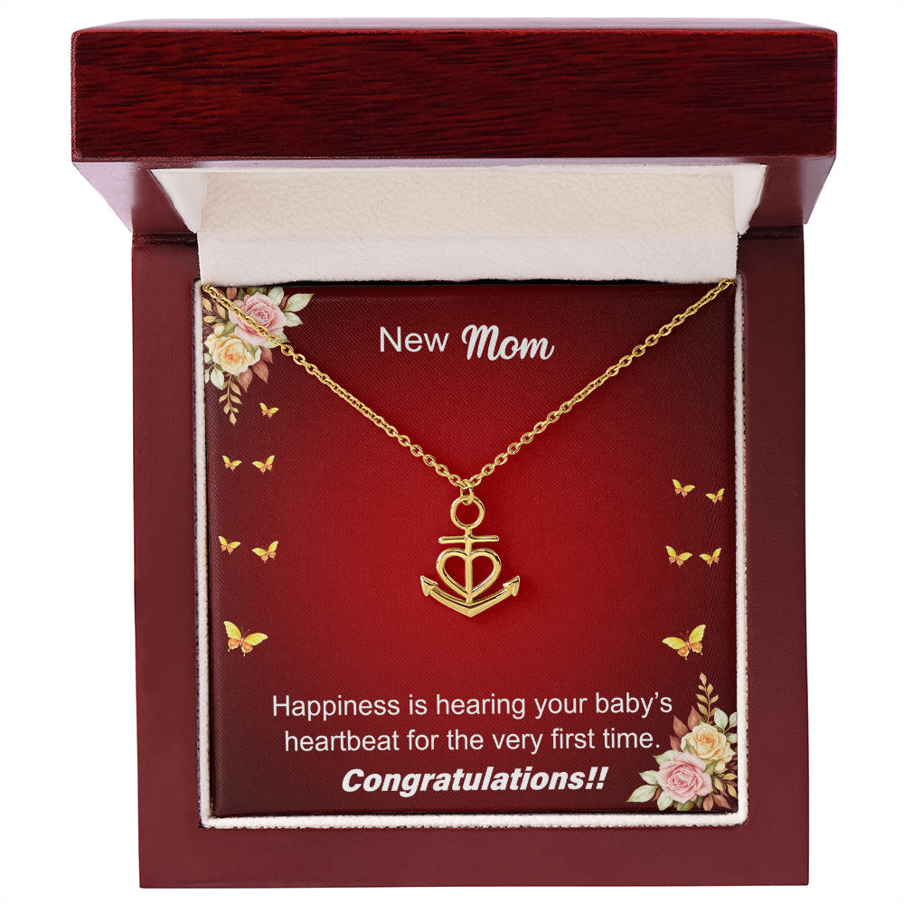 New Mom — First Heartbeat Anchor Pendant Necklace