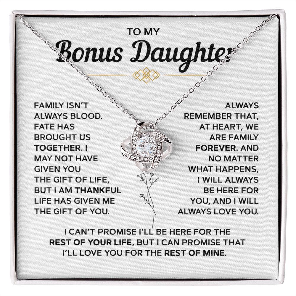To My Bonus Daughter — Family Forever Love Knot Necklace