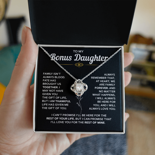 To My Bonus Daughter — Family Forever Love Knot Necklace