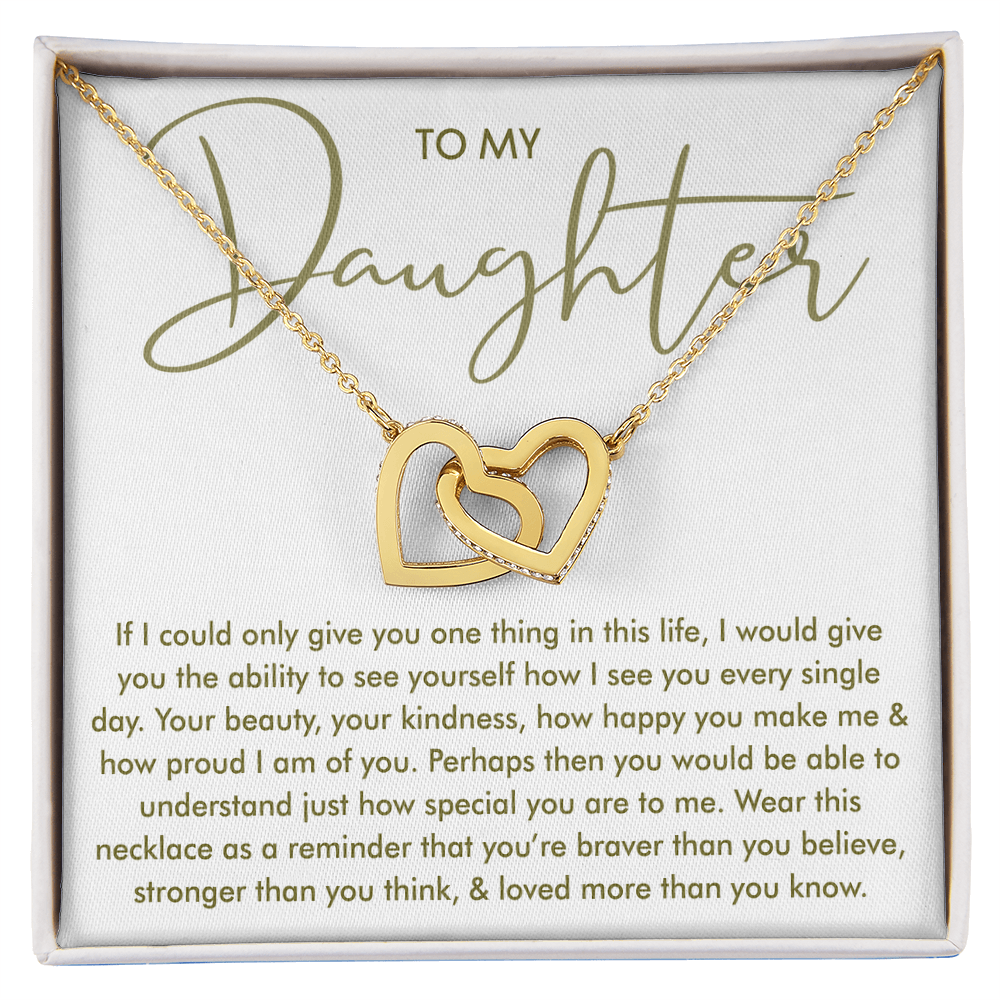 To My Daughter — Loved More Than You Know Interlocking Hearts Necklace