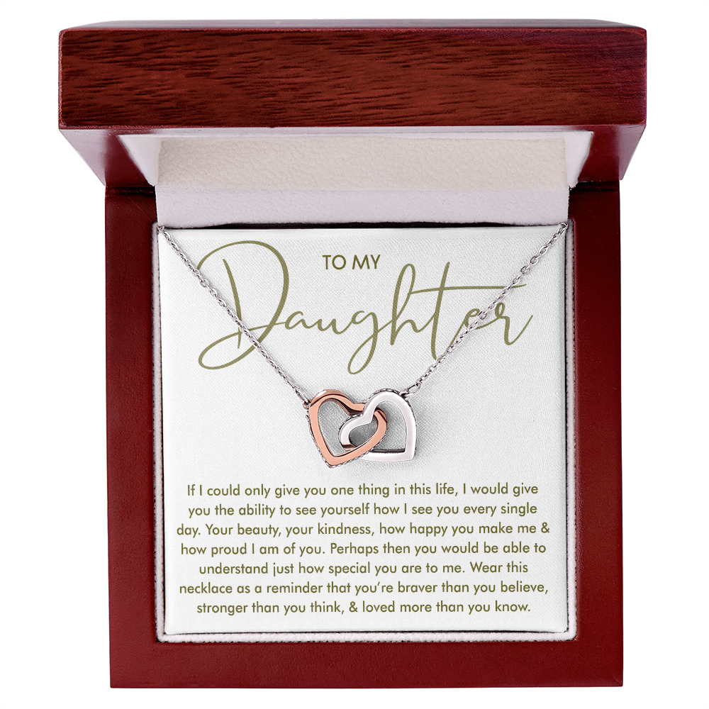 To My Daughter — Loved More Than You Know Interlocking Hearts Necklace