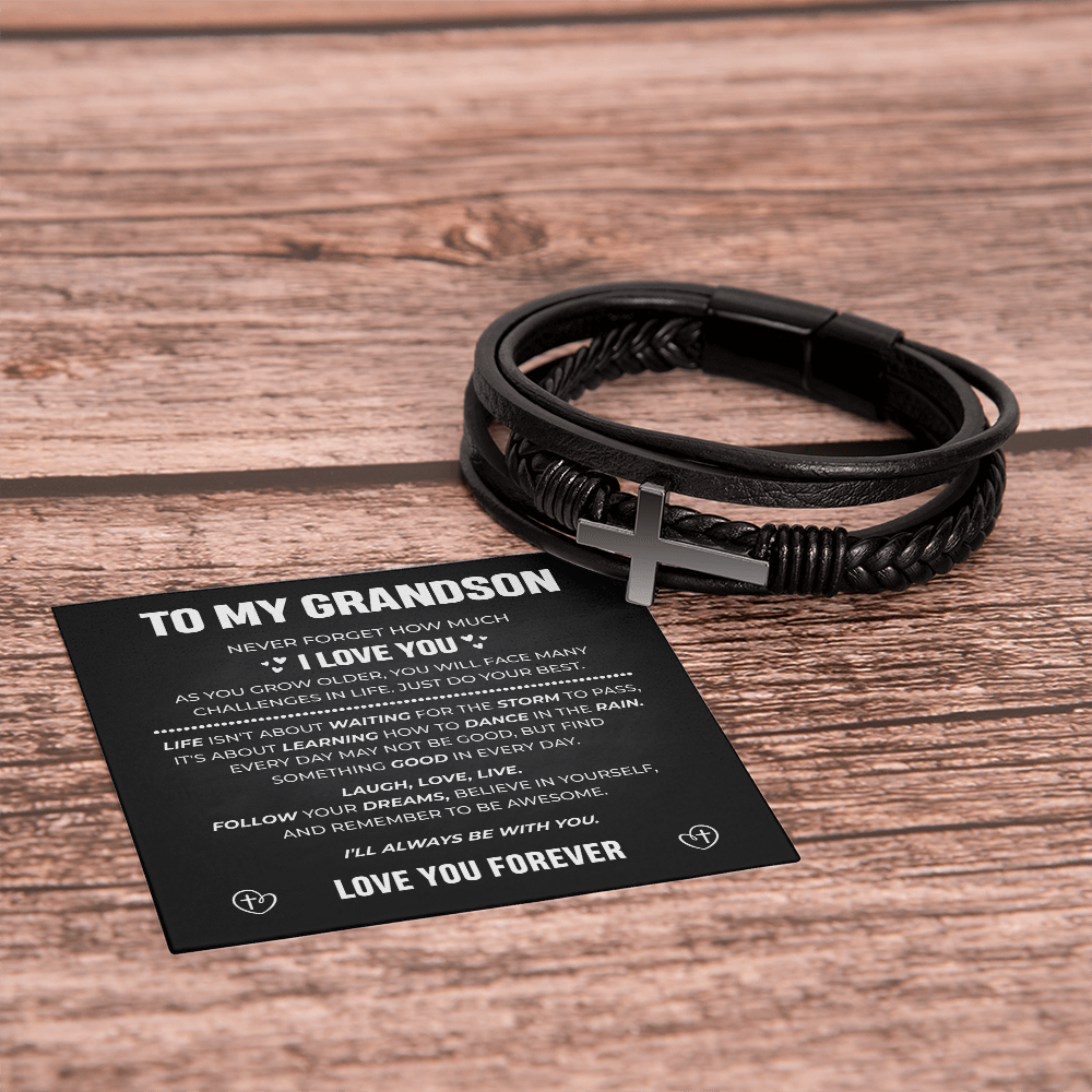 Grandson's Forever Guardian Cross Bracelet