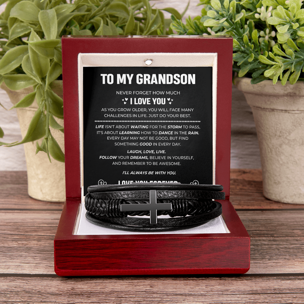Grandson's Forever Guardian Cross Bracelet
