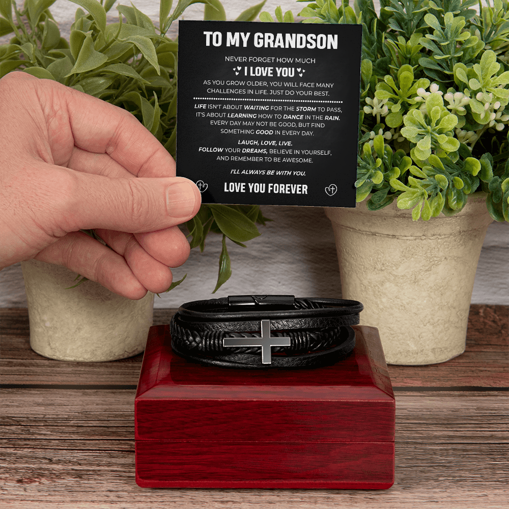 Grandson's Forever Guardian Cross Bracelet
