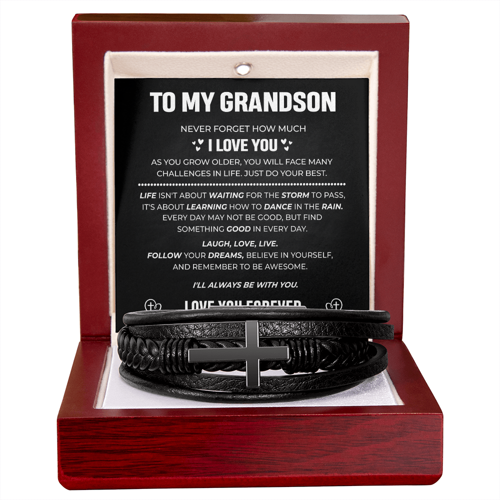 Grandson's Forever Guardian Cross Bracelet