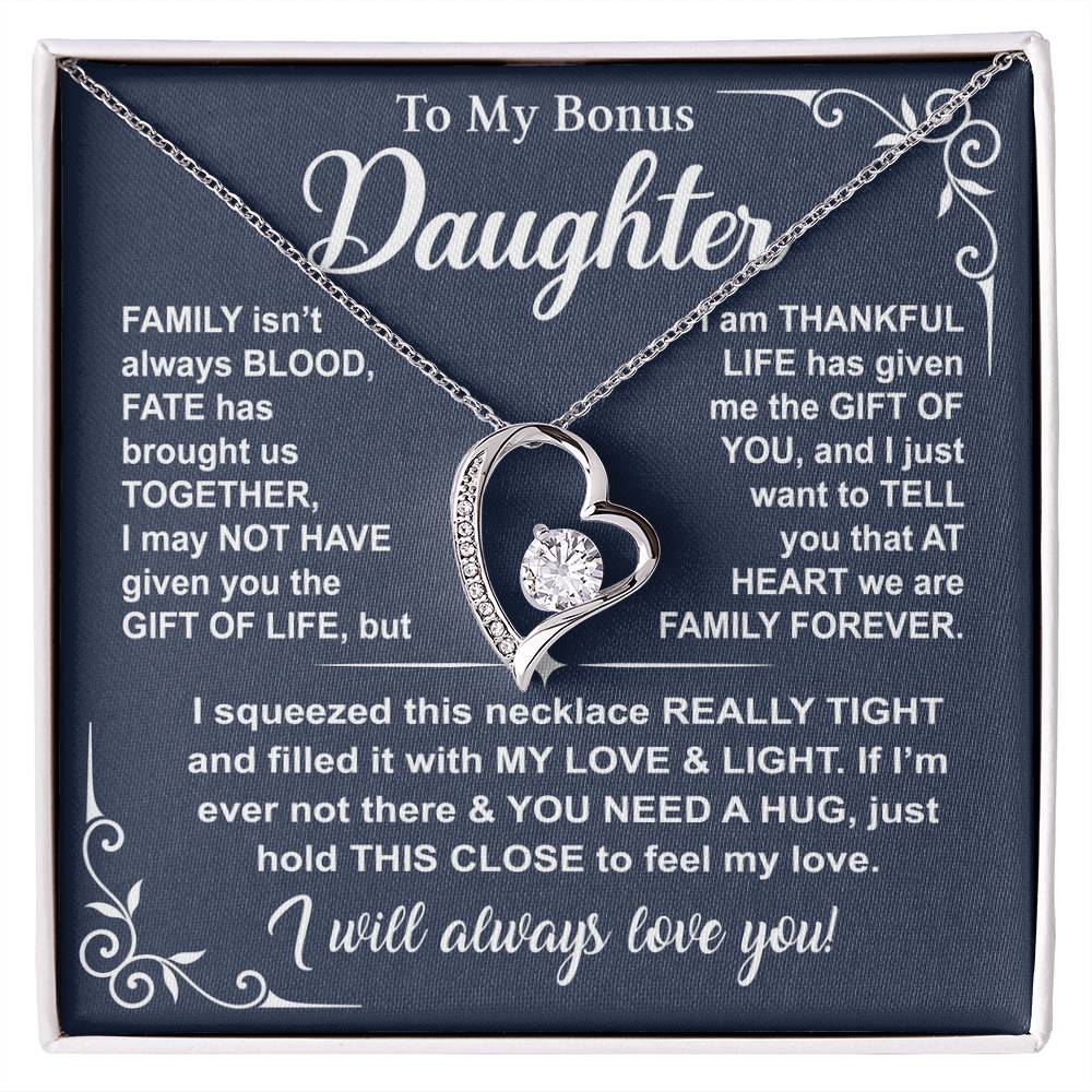 To My Bonus Daughter — A Hug to Hold Close Forever Love Necklace