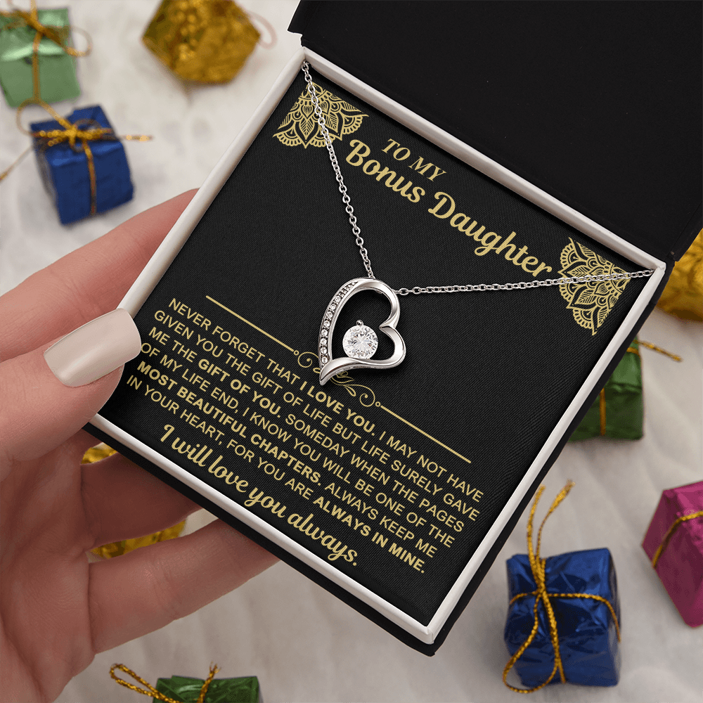 To My Bonus Daughter — Always in My Heart Forever Love Necklace