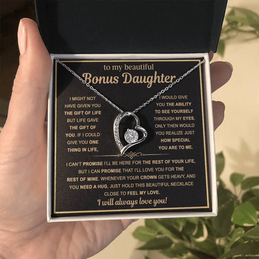 To My Bonus Daughter — Always Loved Forever Love Necklace