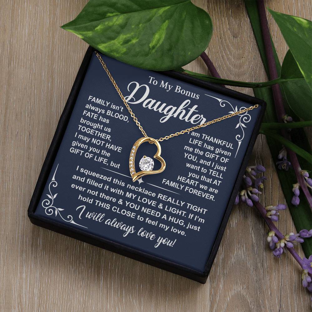 To My Bonus Daughter — A Hug to Hold Close Forever Love Necklace