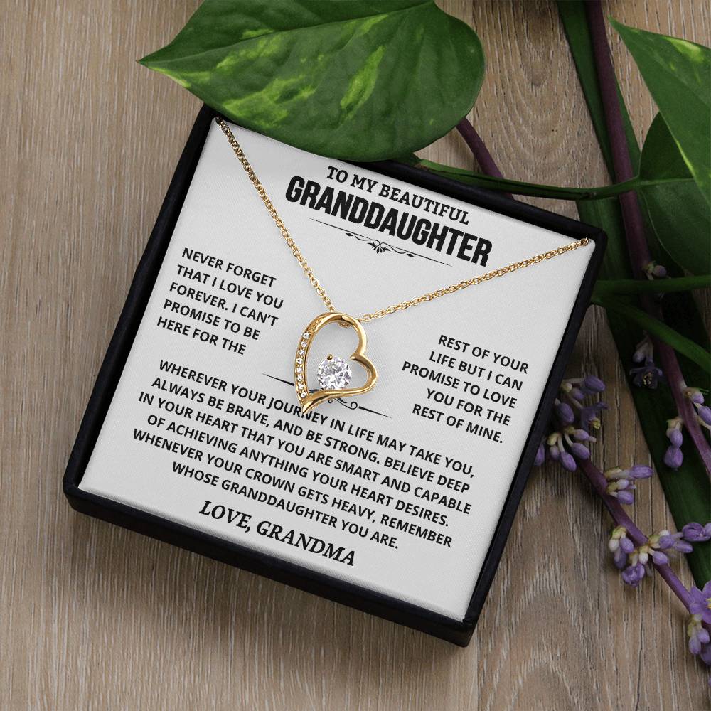 To My Granddaughter — Be Brave, Be Strong Forever Love Necklace from Grandma