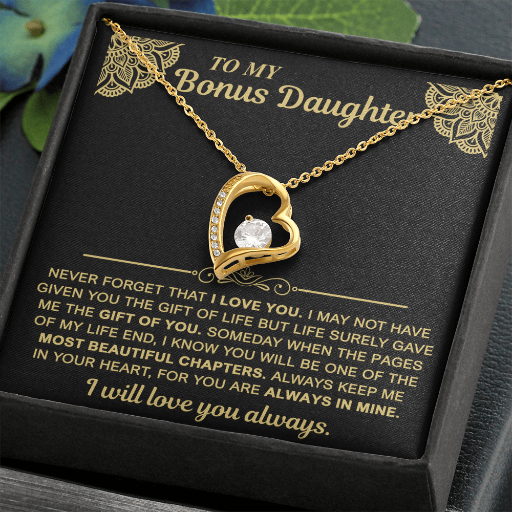 To My Bonus Daughter — Always in My Heart Forever Love Necklace