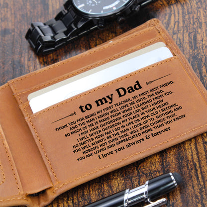 To My Dad — Always & Forever Engraved Leather Wallet