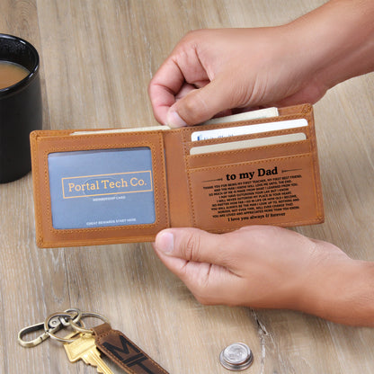 To My Dad — Always & Forever Engraved Leather Wallet