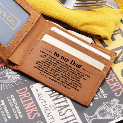 To My Dad — Always & Forever Engraved Leather Wallet