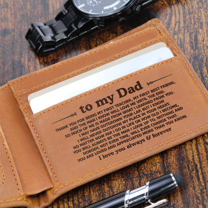To My Dad — Always & Forever Engraved Leather Wallet