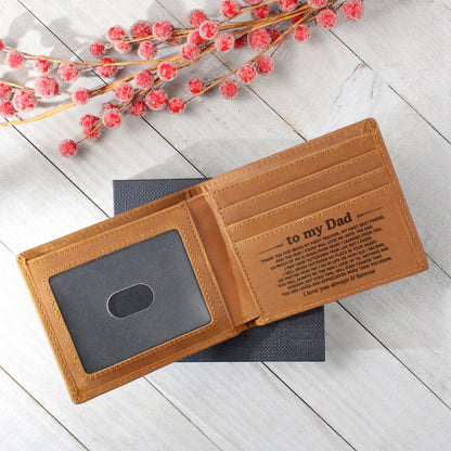 To My Dad — Always & Forever Engraved Leather Wallet