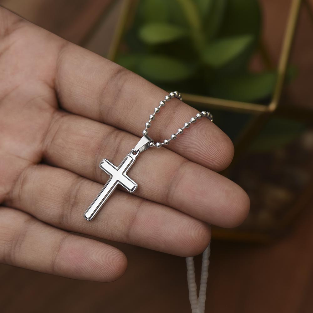 To My Son — Strength for Every Step Cross Necklace from Dad
