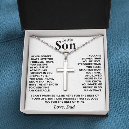 To My Son — Strength for Every Step Cross Necklace from Dad