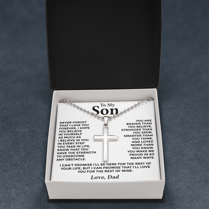 To My Son — Strength for Every Step Cross Necklace from Dad