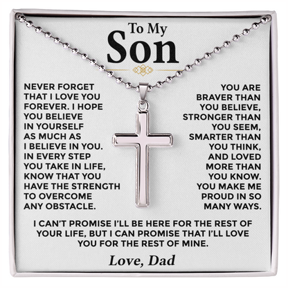 To My Son — Strength for Every Step Cross Necklace from Dad