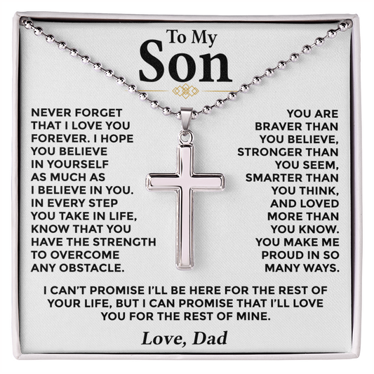 To My Son — Strength for Every Step Cross Necklace from Dad