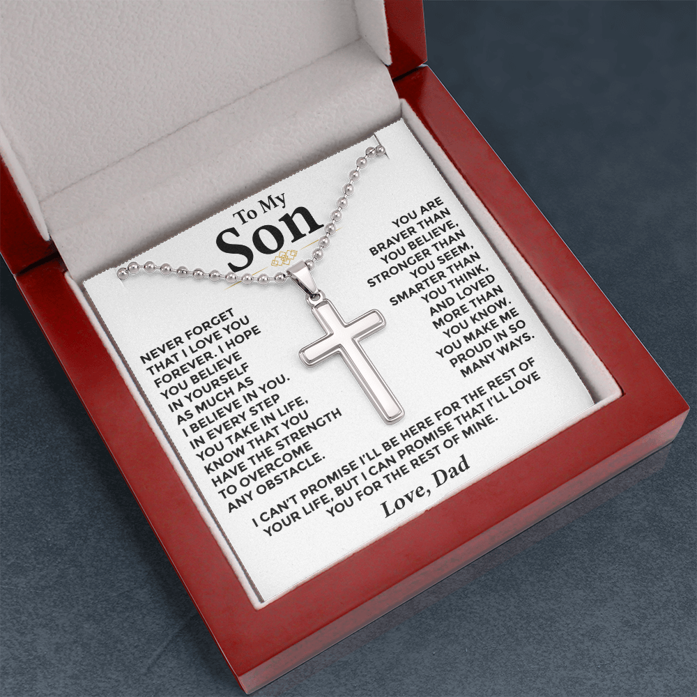 To My Son — Strength for Every Step Cross Necklace from Dad