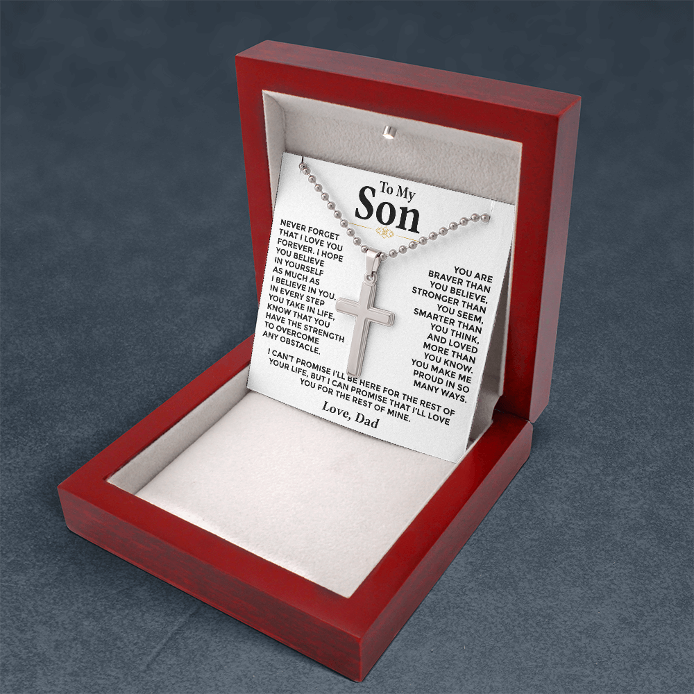 To My Son — Strength for Every Step Cross Necklace from Dad