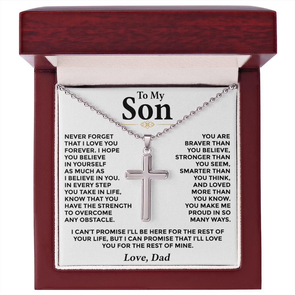To My Son — Strength for Every Step Cross Necklace from Dad