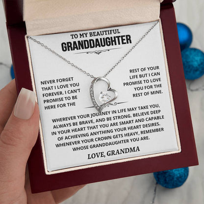 To My Granddaughter — Be Brave, Be Strong Forever Love Necklace from Grandma