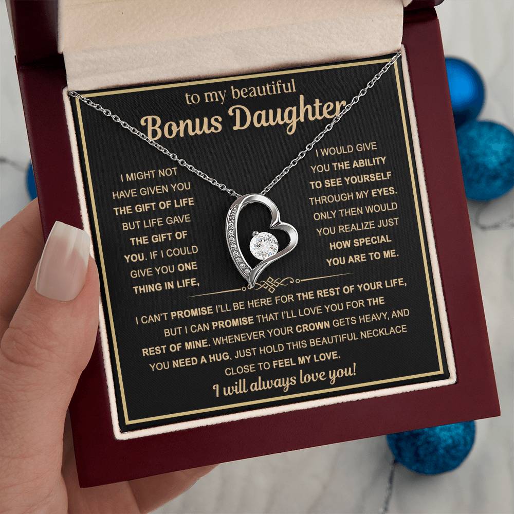 To My Bonus Daughter — Always Loved Forever Love Necklace