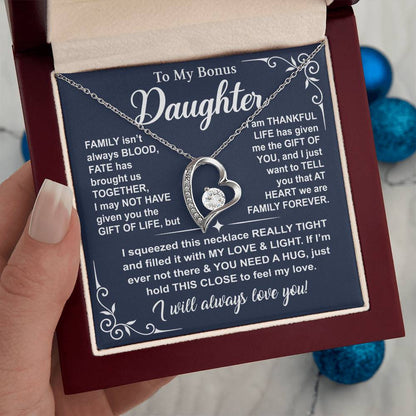 To My Bonus Daughter — A Hug to Hold Close Forever Love Necklace