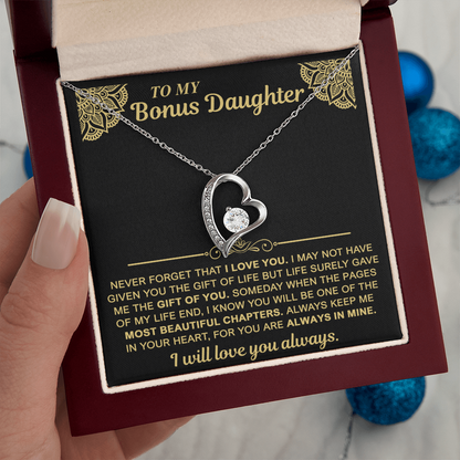 To My Bonus Daughter — Always in My Heart Forever Love Necklace