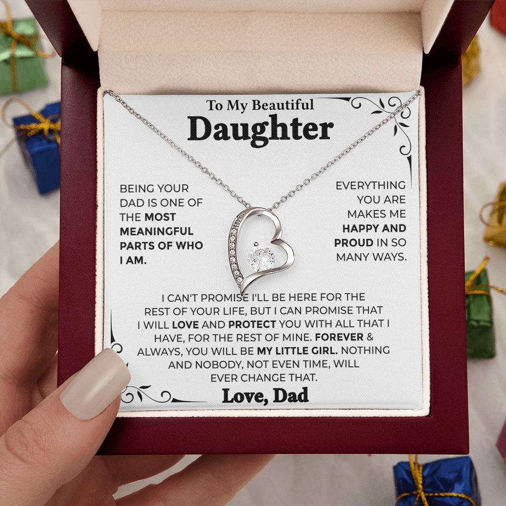To My Beautiful Daughter – Forever My Little Girl, Forever Love Necklace from Dad