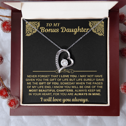 To My Bonus Daughter — Always in My Heart Forever Love Necklace