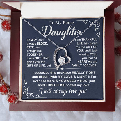 To My Bonus Daughter — A Hug to Hold Close Forever Love Necklace