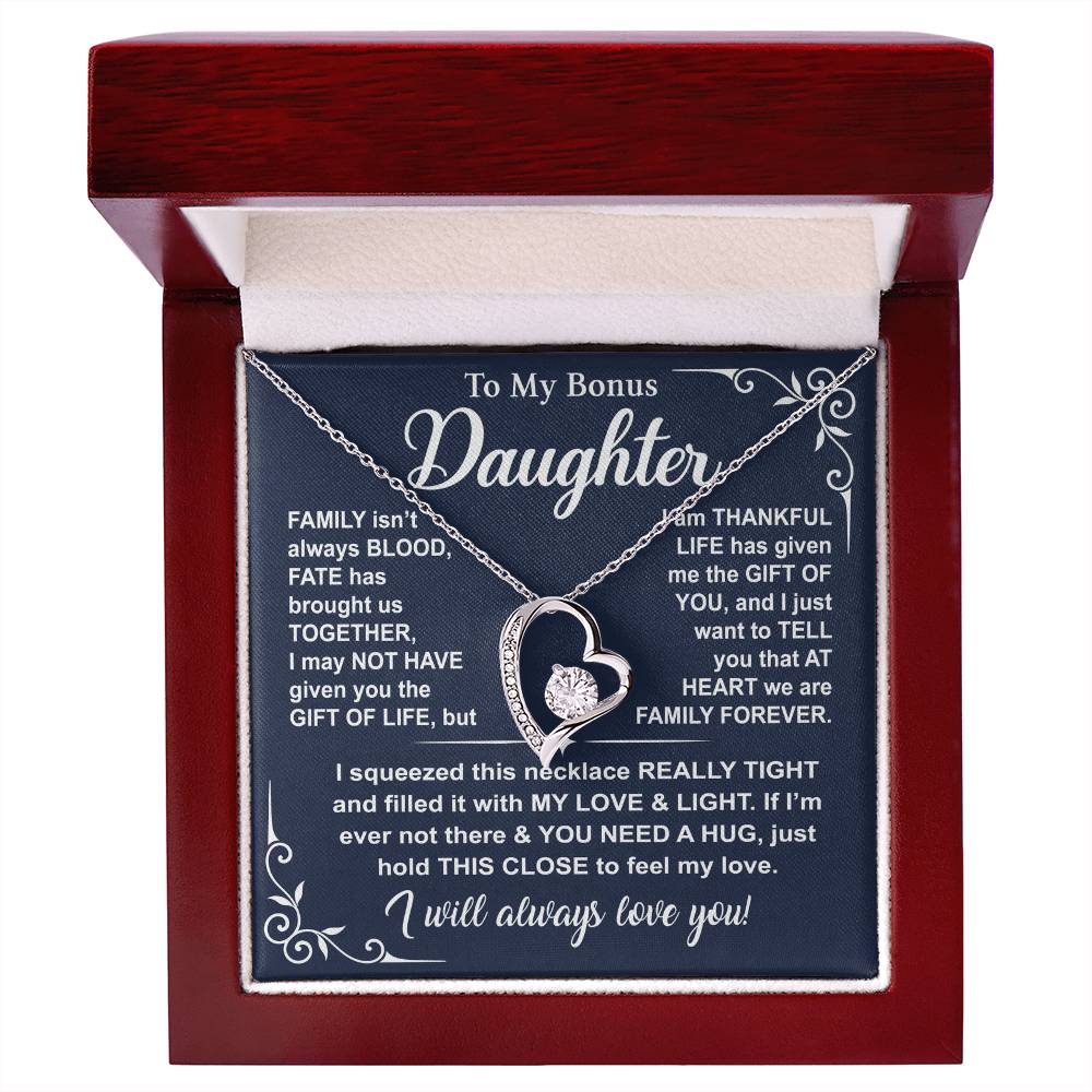 To My Bonus Daughter — A Hug to Hold Close Forever Love Necklace
