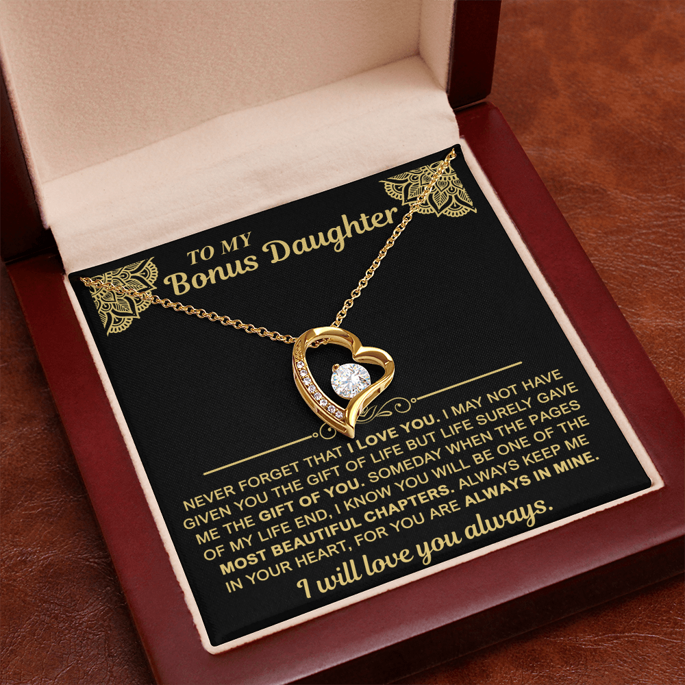 To My Bonus Daughter — Always in My Heart Forever Love Necklace