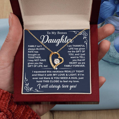 To My Bonus Daughter — A Hug to Hold Close Forever Love Necklace