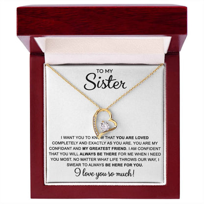 To My Sister — Always Here for You Forever Love Necklace