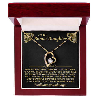 To My Bonus Daughter — Always in My Heart Forever Love Necklace